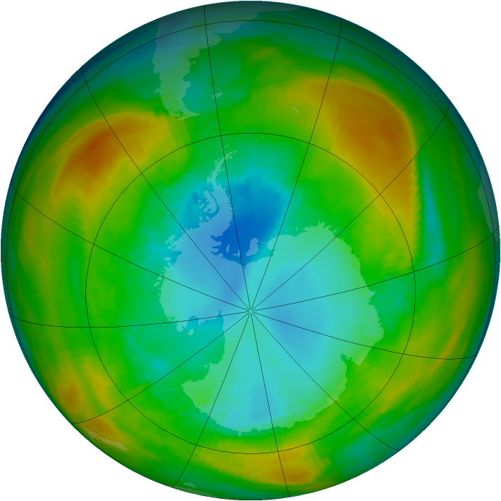 Antarctic ozone map for 17 August 1980